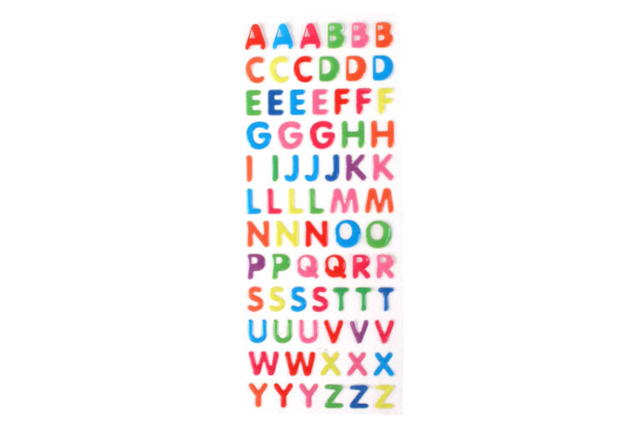 Stickers alphabet en epoxy - Gommettes Alphabet, messages - 10doigts.fr