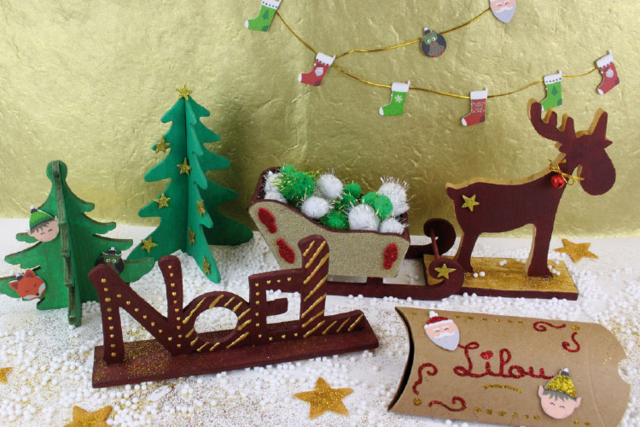Traîneau en bois naturel - Objets en bois Noël - 10doigts.fr