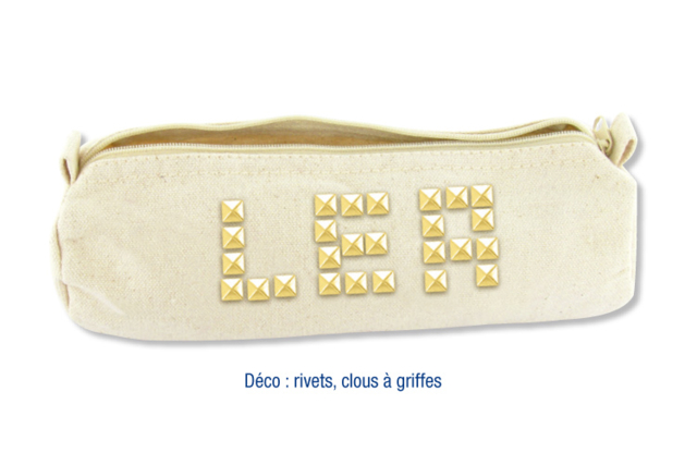 Trousse en coton naturel avec fermeture zippée + clous à griffe - Coton, lin - Textiles - 10doigts.fr