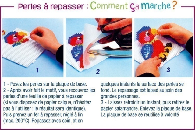 Plaque carrée pour perles fusibles + papier sulfurisé - Perles à repasser 5 mm - 10doigts.fr