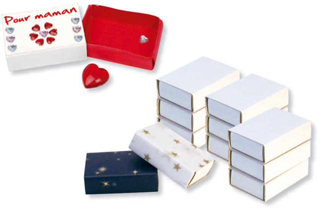 Set de 10 boîtes d'allumettes en carton blanc - Boîtes et corbeilles en carton - 10doigts.fr