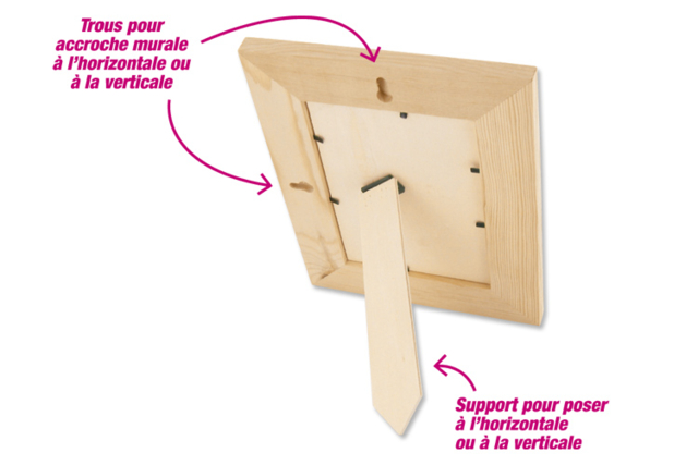 Cadre photo en bois avec vitre 23 x 18 cm - Cadres photos en bois - 10doigts.fr