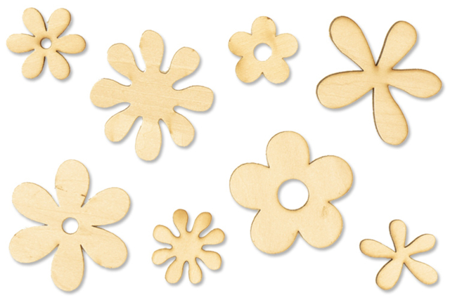 Fleurs en bois naturel - Déco en bois brut - 10doigts.fr