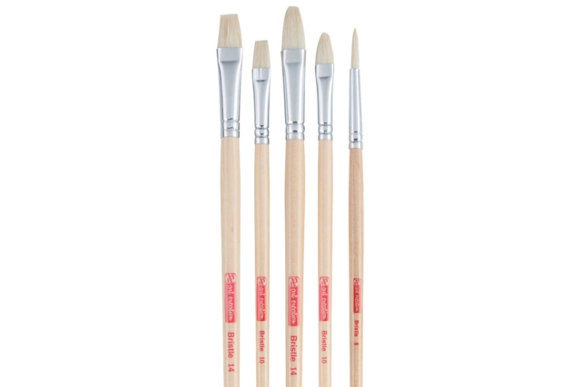 5 pinceaux à l’huile et acrylique - Soies de porc - Pinceaux et brosses pour peinture acrylique - 10doigts.fr