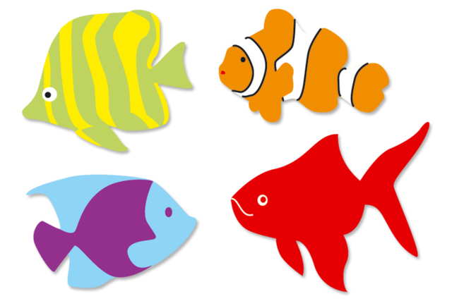 Poissons en bois décoré - Déco en bois peints - 10doigts.fr