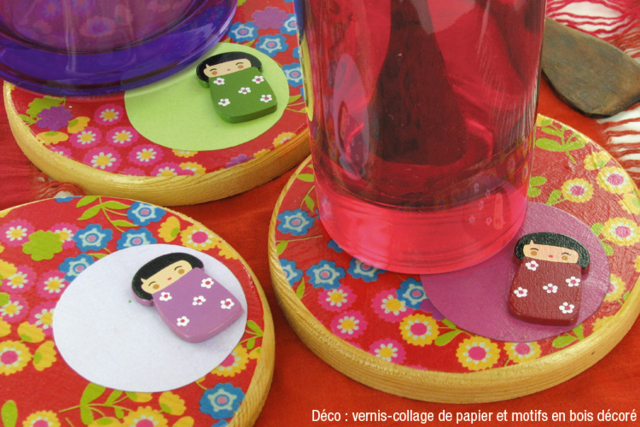 Dessous de verre ou de bouteille rond ou octogonal, en bois - Objets bois pour la cuisine - 10doigts.fr