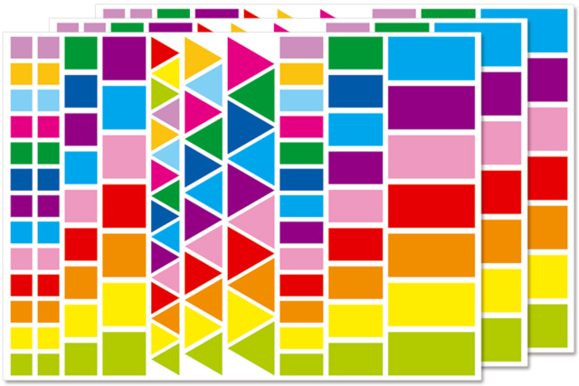 Gommettes géométriques carrées, rectangles et triangles - Gommettes carrées pour vos activités créatives avec les enfants - 10doigts.fr