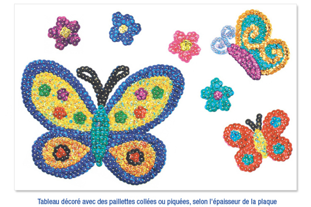 Carton plume ou plaque polystyrène : créations avec des paillettes cuvettes rondes à trou - Plaques en polystyrène - 10doigts.fr