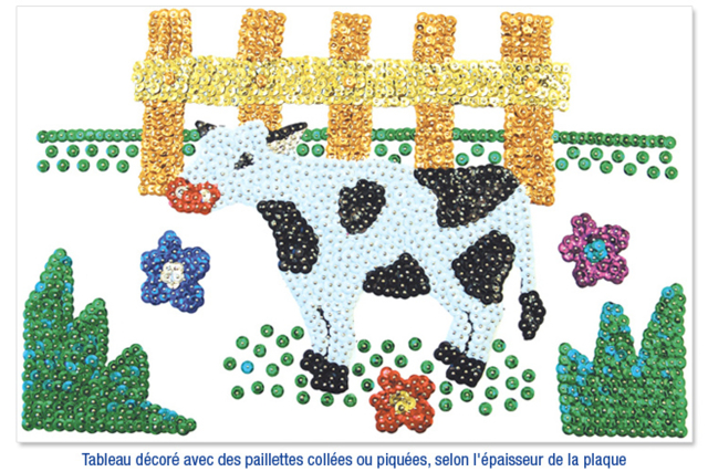 Carton plume ou plaque polystyrène : créations avec des paillettes cuvettes rondes à trou - Plaques en polystyrène - 10doigts.fr