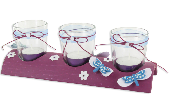 3 verrines en verre avec support en bois demi-rond - Supports en Verre - 10doigts.fr