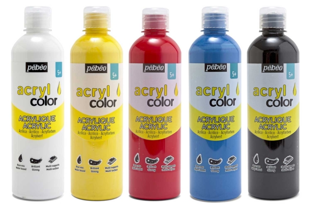 Acrylcolor brillante 500 ml - Couleurs au choix - Peinture acrylique satinée, brillante - 10doigts.fr