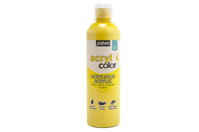 Acrylcolor brillante 500 ml - Jaune - Peinture acrylique satinée, brillante - 10doigts.fr