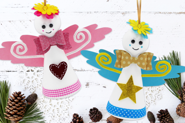 Anges de Noël - Déco en bois peints - 10doigts.fr