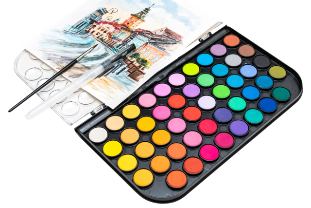 aquarelle palette 48 couleurs - Peinture gouache solide : l'innovation pour peindre sans se tacher - 10doigts.fr