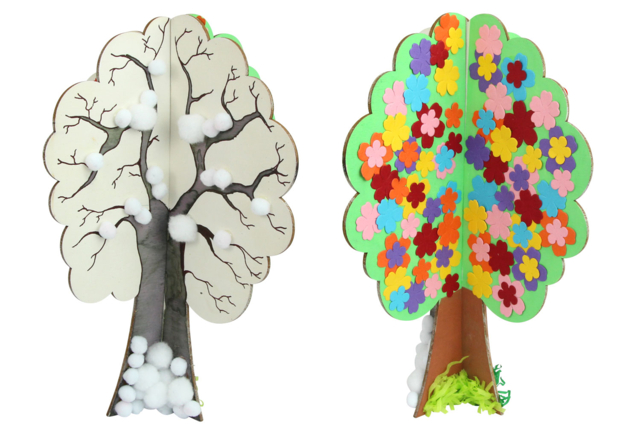 arbre hiver été - Supports plats en bois - 10doigts.fr
