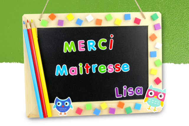 Ardoise "Merci maitresse" #2 - Craies, tableaux et ardoises : l'espace de toutes les expressions - 10doigts.fr