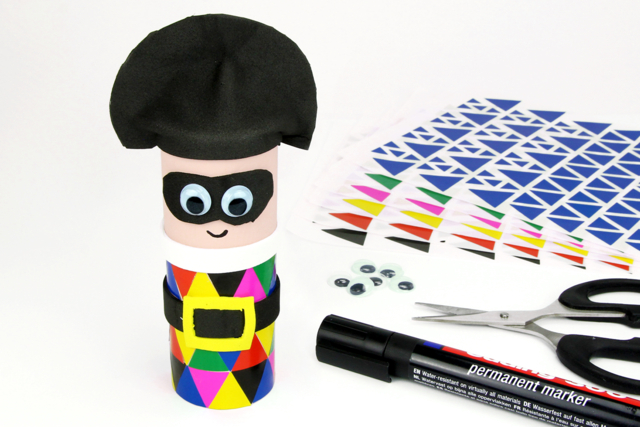 Arlequin avec un rouleau en carton - Pots en carton - 10doigts.fr