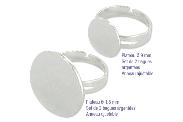 Bagues argentées à plateau  - Bagues - Supports pour Bijoux - 10doigts.fr