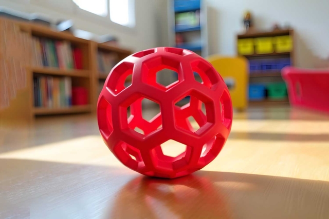 BALLE OUVERTE plastique - Matériel d'apprentissage et manipulation : l'éveil par le jeu - 10doigts.fr