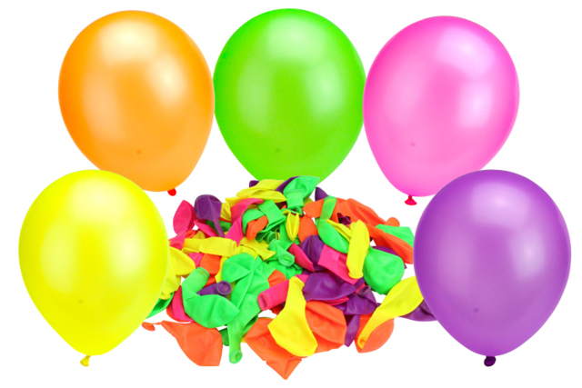 Ballons baudruche FLUO - Ballons, guirlandes, serpentins - 10doigts.fr