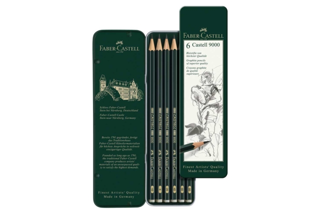Boite 6 crayons graphite 9000 - Crayons graphite et mines pour le dessin - 10doigts.fr