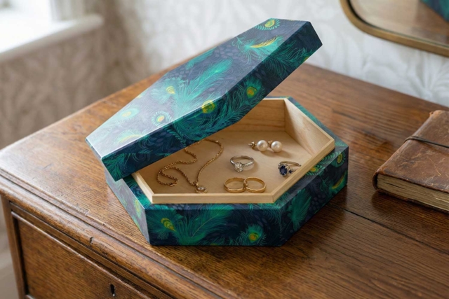 boite à bijoux hexagonale - Boîtes en bois - 10doigts.fr