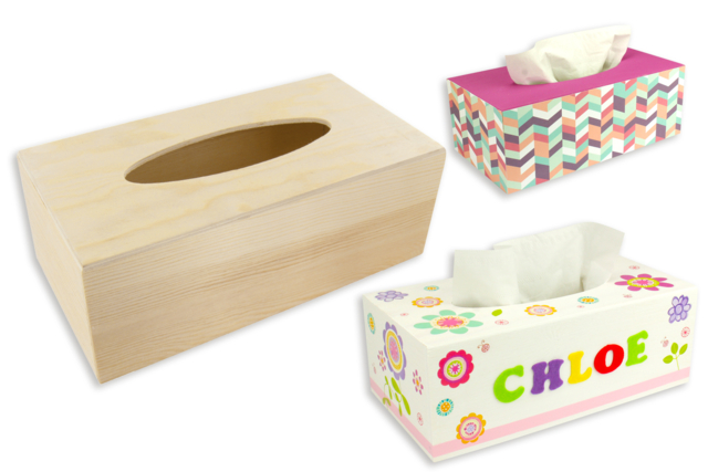 boite à mouchoirs rectangulaire - Boîtes en bois - 10doigts.fr