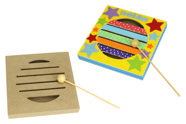 Boîte à rythme en bois + maillet - Instruments en bois - 10doigts.fr