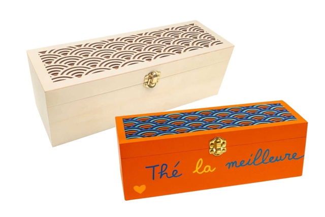 Boîte à Thé avec Couvercle Ajouré 30 cm - Boîtes en bois - 10doigts.fr