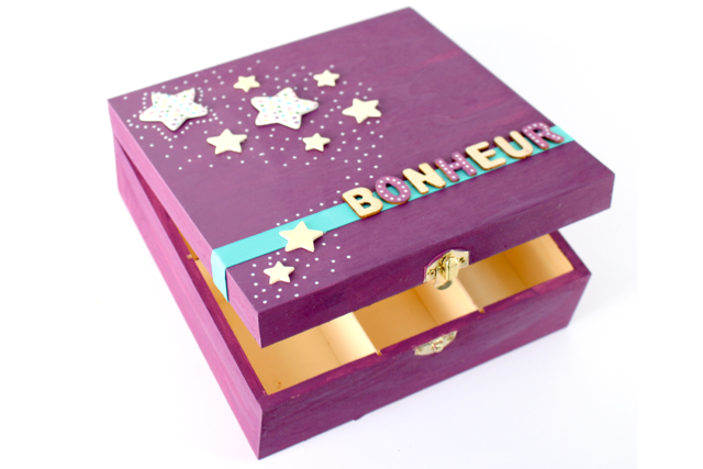 boite à thé violette - Boîtes en bois - 10doigts.fr