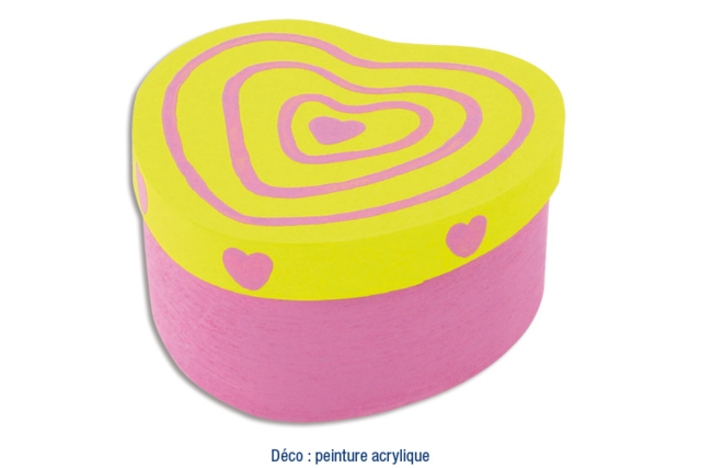 boite coeur bois rose et jaune - Boîtes en bois - 10doigts.fr