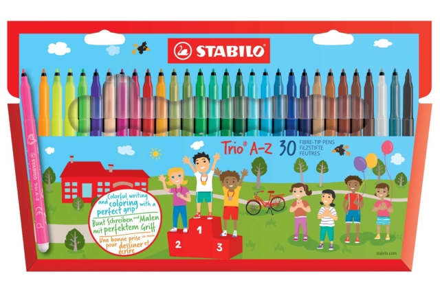 Boite de 30 feutres Stabilo Trio pointes fines - Feutres pointes fines : la précision pour le dessin et l'écriture - 10doigts.fr