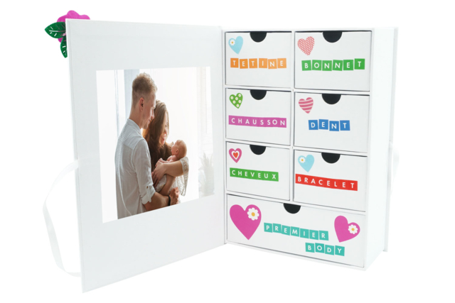 boite naissance et gommettes - Gommettes Alphabet, messages - 10doigts.fr