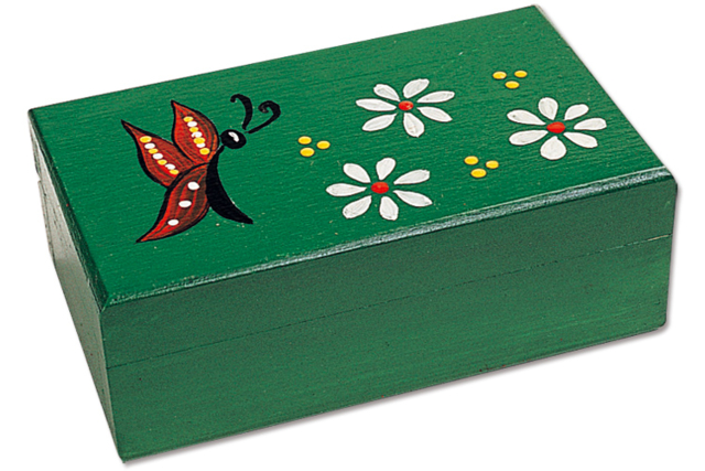 Boite rectangulaire en bois peinture verte - Boîtes en bois - 10doigts.fr