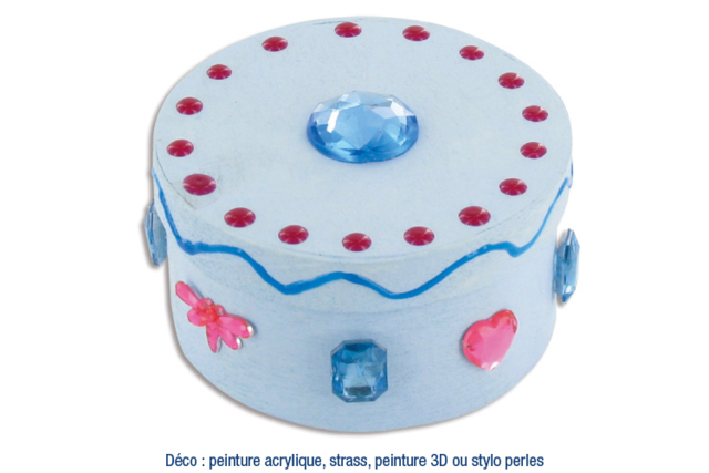 boite ronde bleue strass - Boîtes en bois - 10doigts.fr