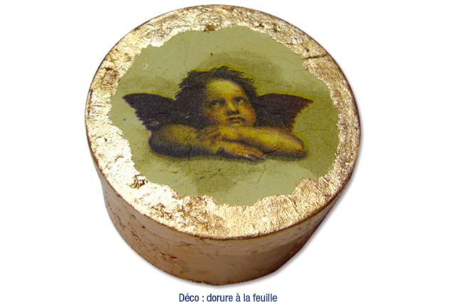 boite ronde feuille d'or - Boîtes en bois - 10doigts.fr