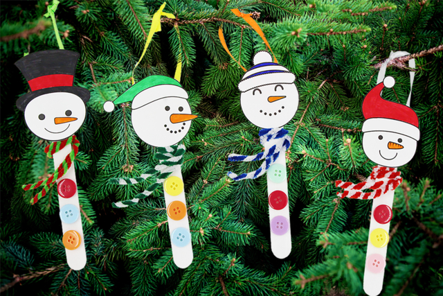 Bonhomme de neige avec des bâtons de glace - Nœuds et rubans pour toutes vos créations - 10doigts.fr