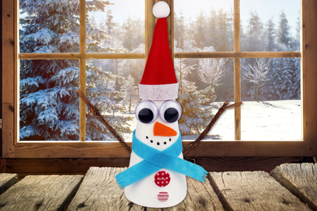 Bonhomme de neige conique - Formes à décorer - Polystyrène - 10doigts.fr