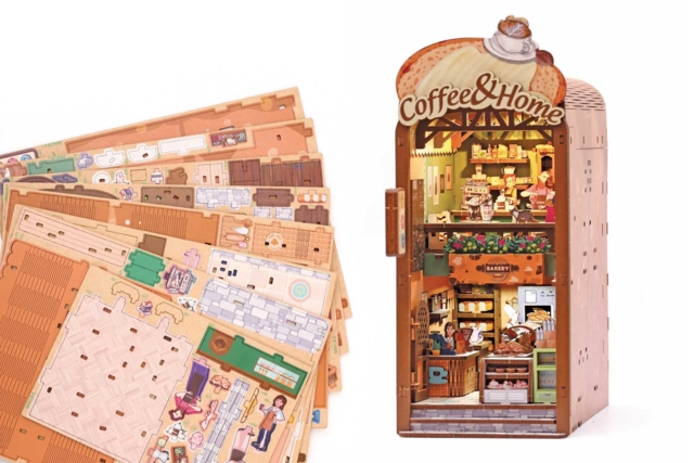 book nook coffee shop - Maquettes en bois - 10doigts.fr