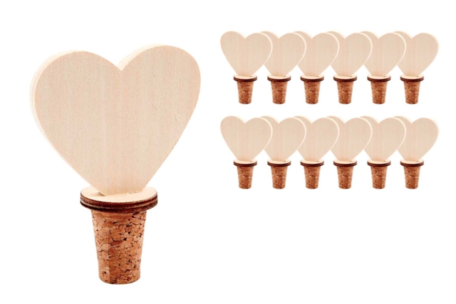 bouchons coeurs en bois - Objets bois pour la cuisine - 10doigts.fr