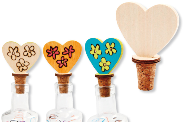 bouchons en liège et coeur en bois - Objets bois pour la cuisine - 10doigts.fr