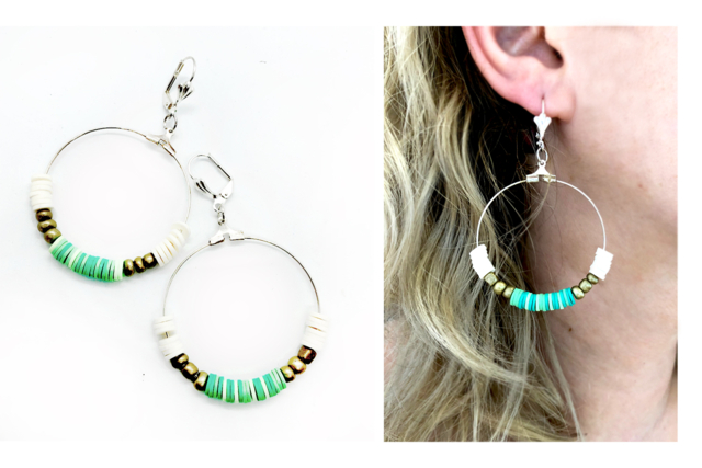 Boucle d'oreille créole Heishi - Anneaux, clous - 10doigts.fr