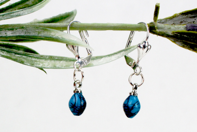 Boucles d'oreilles Turquoise - Perles Acrylique - 10doigts.fr