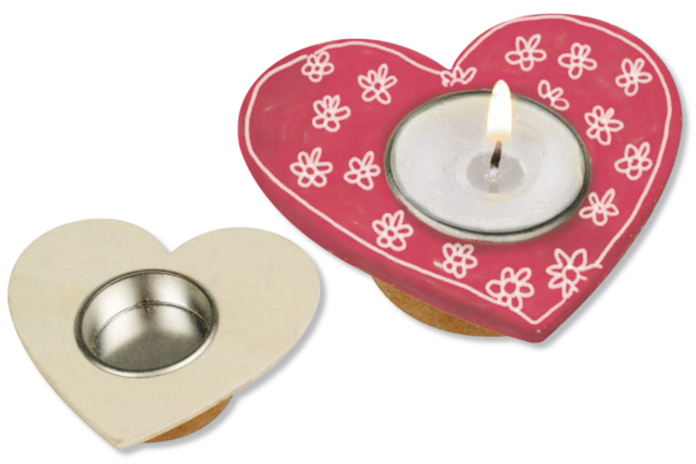 Bougeoir coeur - Bougeoirs en bois - 10doigts.fr
