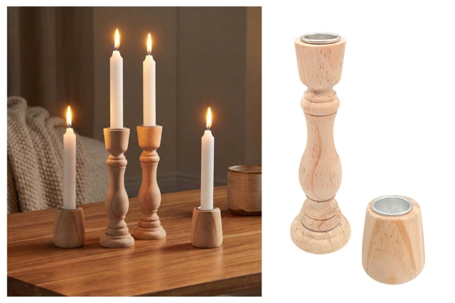 Bougeoirs en bois - Formes au choix - Bougeoirs en bois - 10doigts.fr