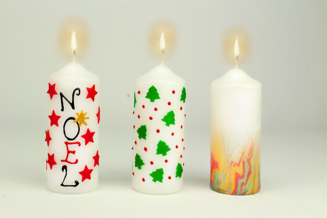 bougie décorée à la cire - Cires Bougies - 10doigts.fr