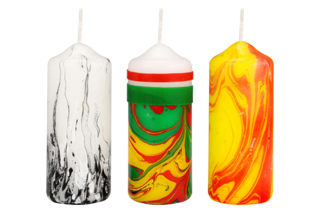bougies blanches marbling - Cires Bougies - 10doigts.fr