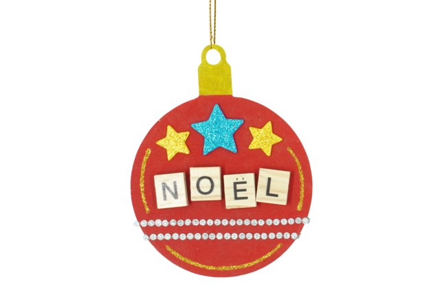 boule lettres scrabble noel - Objets en bois Noël - 10doigts.fr