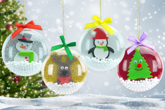 Boules avec des petits personnages de Noël - Caoutchouc Mousse - 10doigts.fr