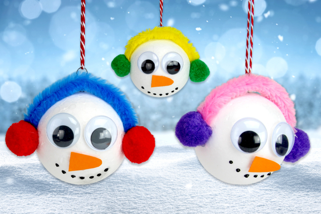 Boules bonhommes de neige - Chenilles, cure-pipe - 10doigts.fr